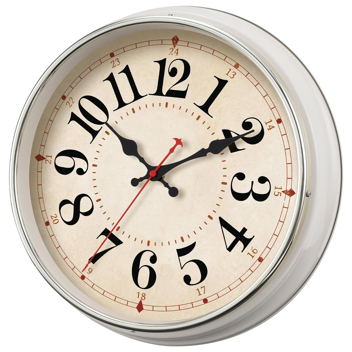 HYJOOY Wall Clock Metal 12.4" Retro Vintage Wall Clocks Countryside Style Silent Non Ticking Easy to Read for Living Room, Kitchen, Bedroom, Office, Bar(12.4" Beige)