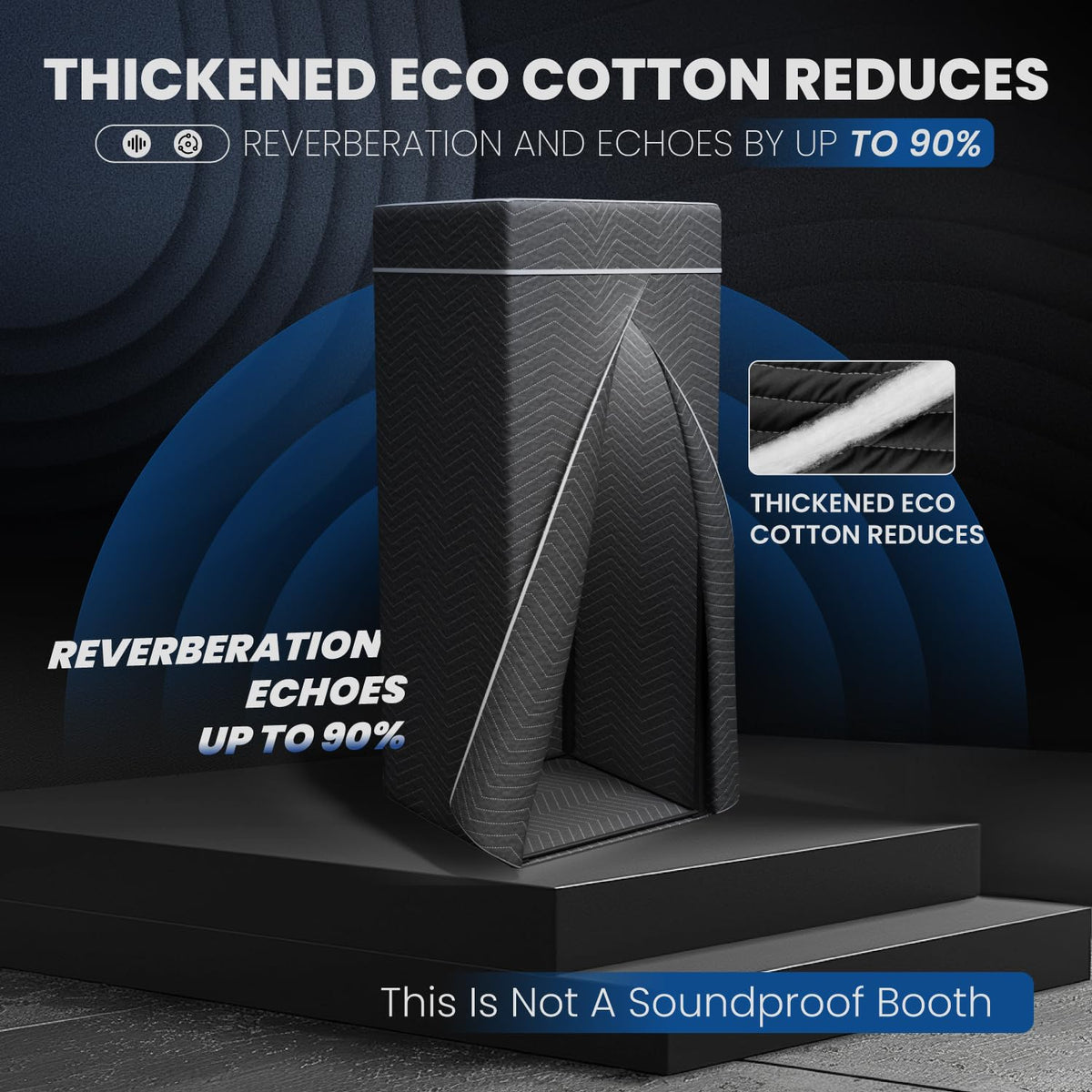 Portable Recording Booth for Home Studio, Foldable Sound Isolation Vocal Shield with Floor Stand, High-Density Acoustic Blanket Enclosure for Singing, Voiceover & Podcast, Includes Phone Holder