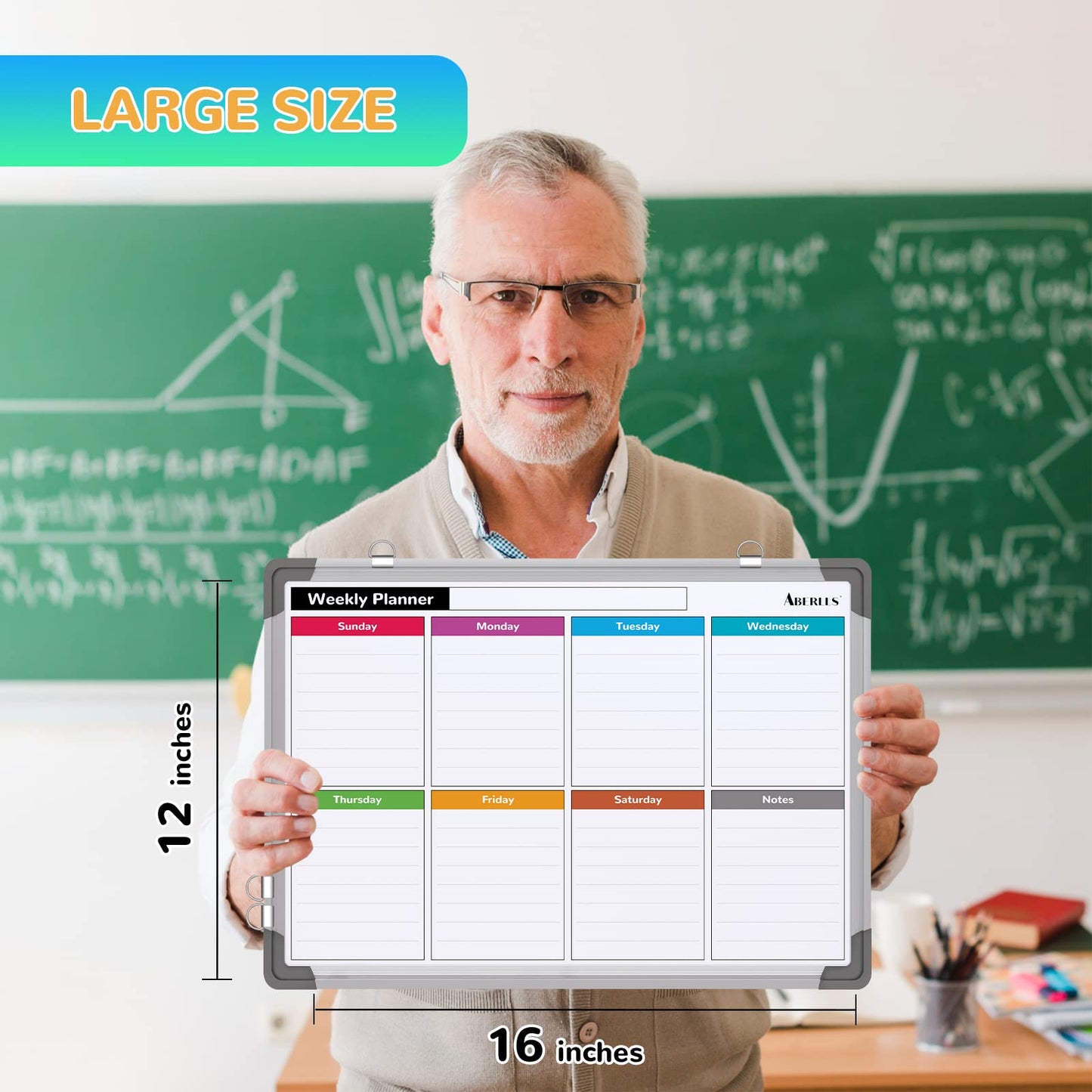 Small Weekly Calendar Dry Erase Whiteboard for Wall, 16" x 12" Magnetic Dry Erase Board, Hanging Double-Sided White Board, Portable Board for List, Kitchen, Planning, Memo, Home, Office