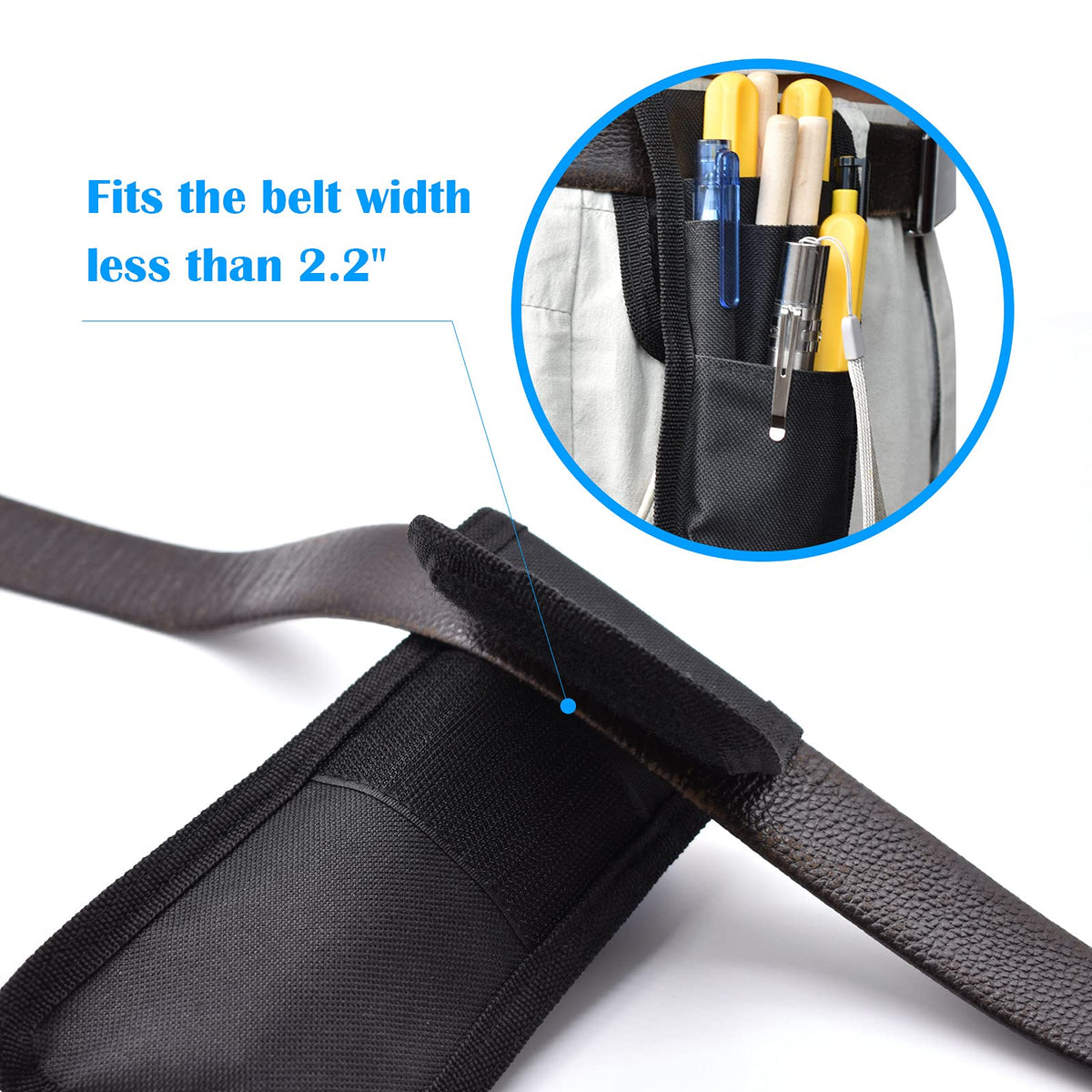 2 Pcs KATOLK Belt Pen Holder, Multifunctional Adjustable Tactical Pencil Pouch, Detachable Military Duty Pencil Sleeve Case, Can Hold Pens, Rulers and Scissors (Black)