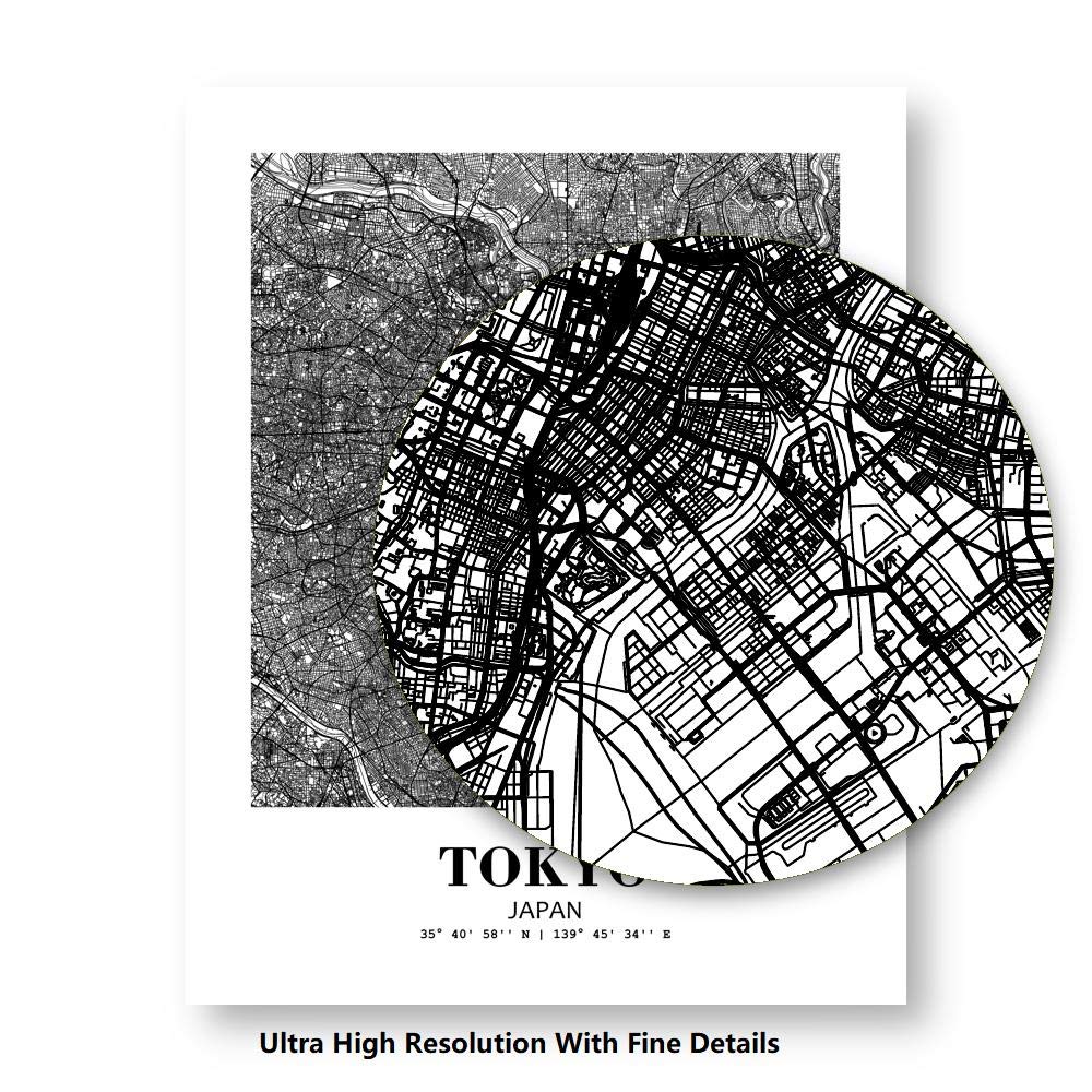 Eleville 8X10 Unframed Tokyo Japan City View Abstract Road Modern Map Art Print Poster Wall Office Home Decor Minimalist Line Art Hometown Housewarming wgn517