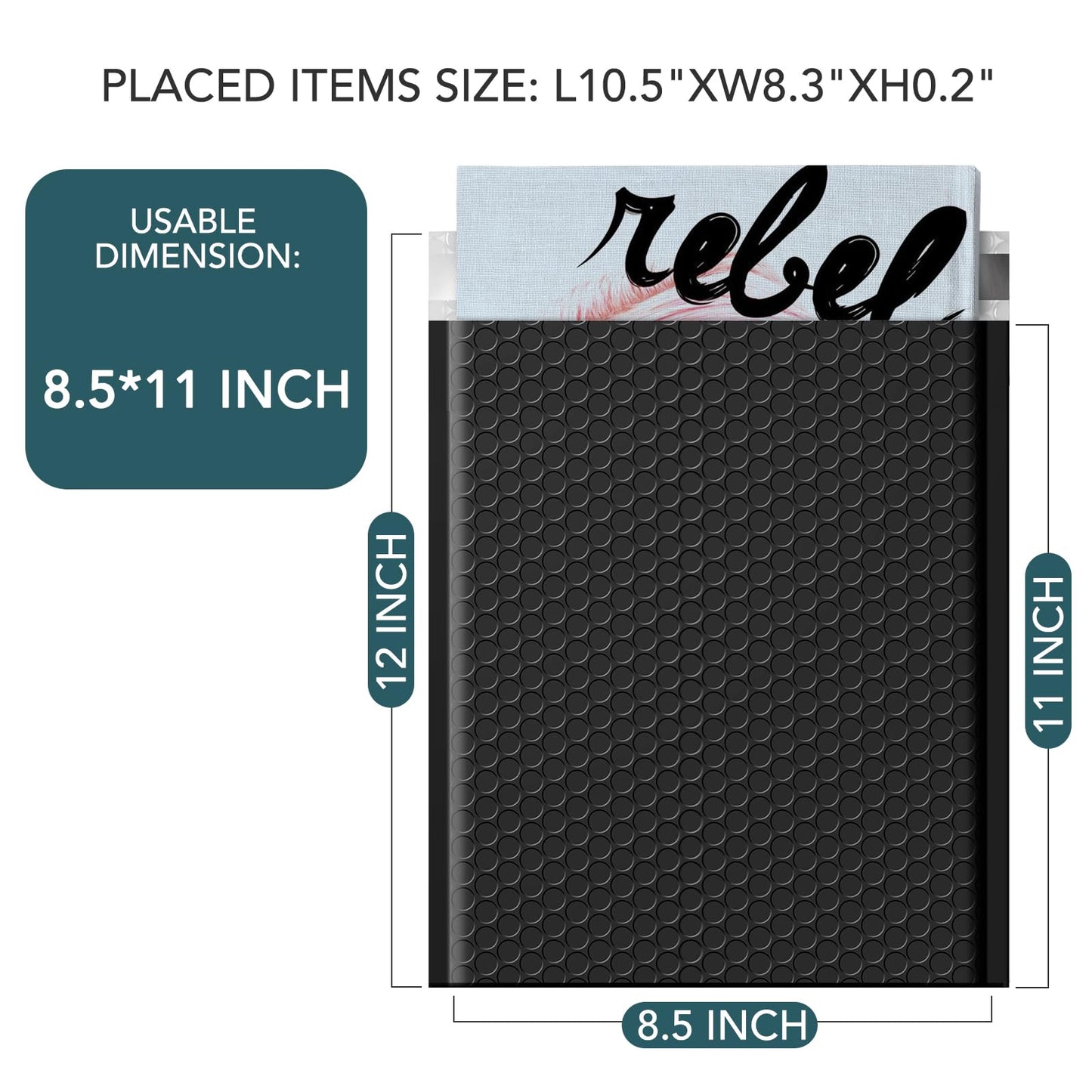 Metronic Bubble Mailers 8.5x12" 40 Pack Black Padded Envelopes Usable Size 8.5 x 11" Strong Adhesion Bubble Envelopes Medium Mailing Envelopes Bubble Padded for Small Business Shipping Books Clothes