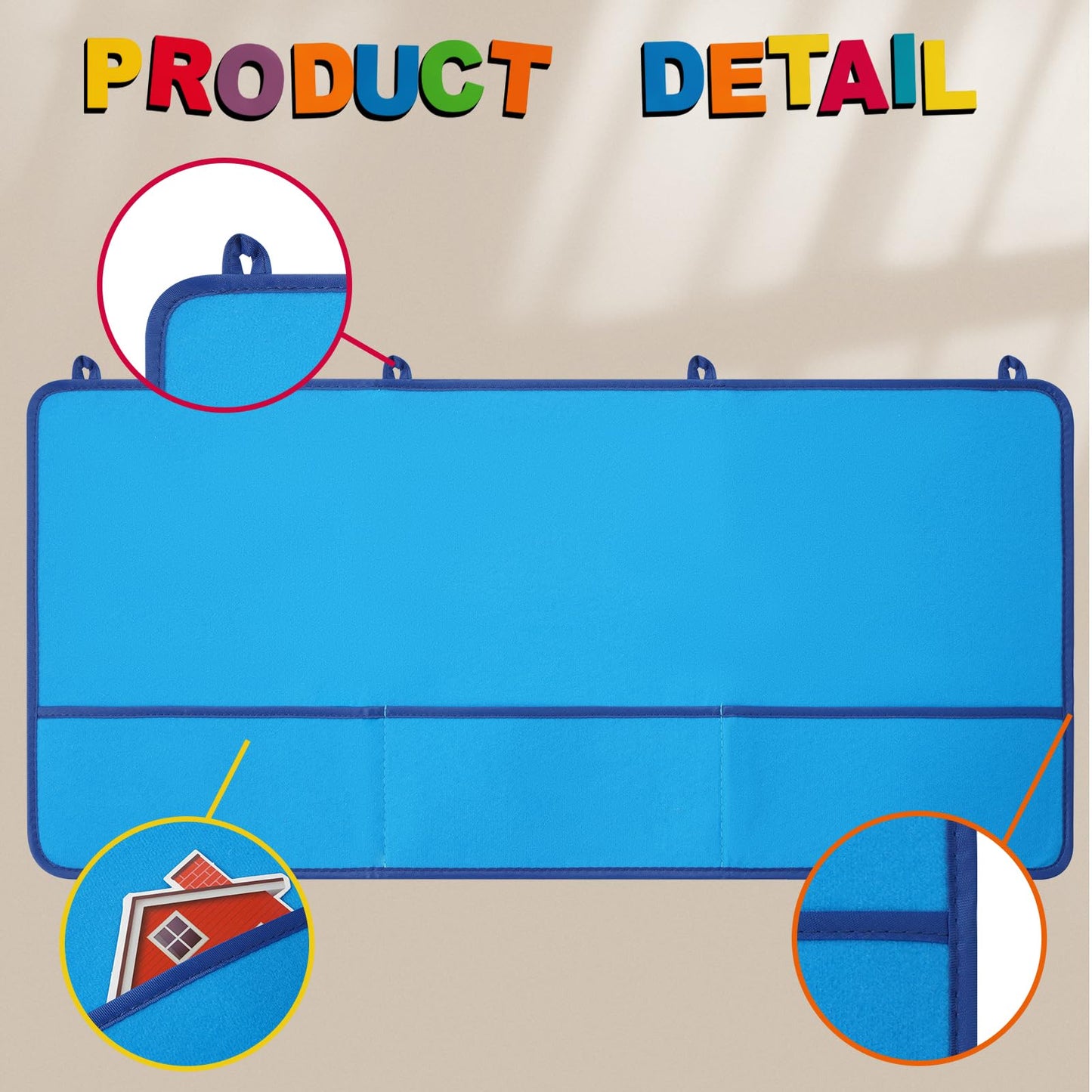 Attendance Pocket Chart for Preschool Classroom Large Wall Organization, Blue Felt Board Pocket Charts for Teachers, Kindergarten Kids Daycare Teaching Supplies, 74 Cards with 78 Magic Hooks