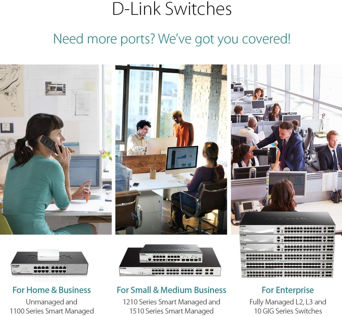 D-Link Ethernet Switch, 16 Port Gigabit Unmanaged Fanless Network Hub Desktop or Rack Mountable (DGS-1016D)