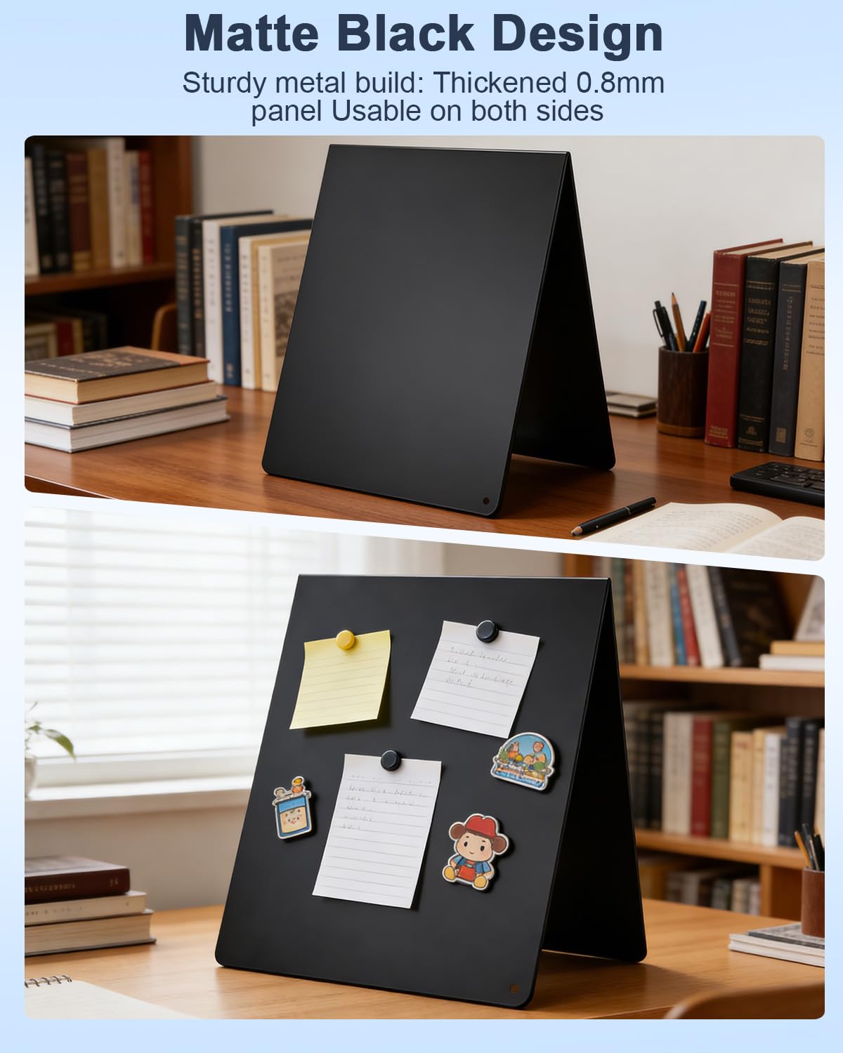 UCEC Metal Magnet Board, Magnetic Bulletin Board, Magnetic Display Board with Stand, Double-Sided V-Shaped Memo Board Easel for Magnet, 11.8"x10" Black Desktop Tabletop Display for Home Office Kitchen