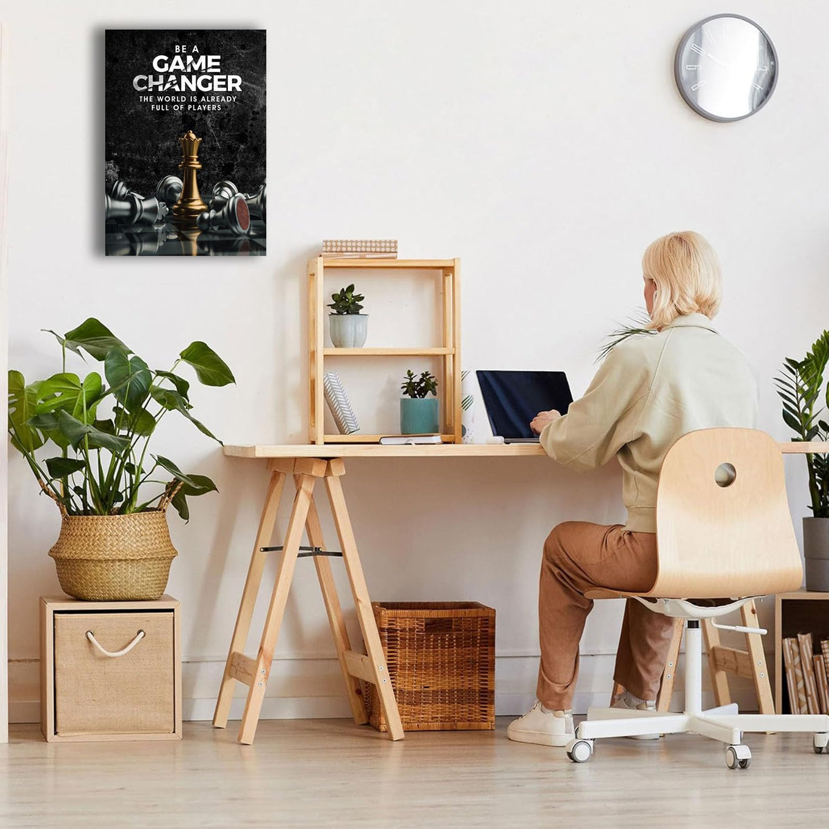 Inspirational Wall Art Be A Game Changer The World Is Already Full of Players Wall Decor International Chess Motivational Poster Canvas Painting Prints Wall Pictures for Home Decor Framed