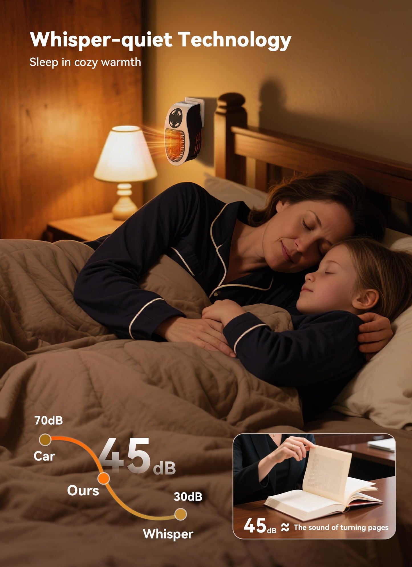 450W Space Heater, Remote Wall Outlet Electric Small Space Heater as Seen on TV with Adjustable Thermostat and Timer and Led Display, Compact for Home,Office,Bathroom