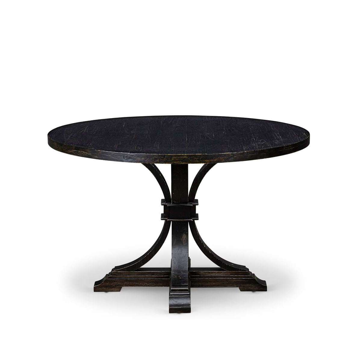 Luxe by East West Furniture - IR7-11-TP - A Wood Wood table with a Round Tabletop and Stylish Pedestal, Sand Blasted Black Finish.