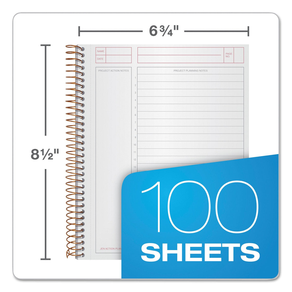 TOPS Products Aion Planner, Side Wirebound, 8-1/2"x6-3/4", 100 Sheets, Black (TOP63828),White