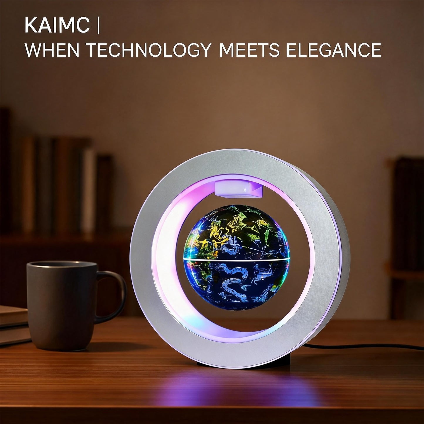 Magnetic Levitation Floating Globe 4" Constellation Geography LED Lights Rotating for Kids,Cool Office Desk Unique Men Gift Ideas or Birthday Tech Present Gadgets for Teenage Boys