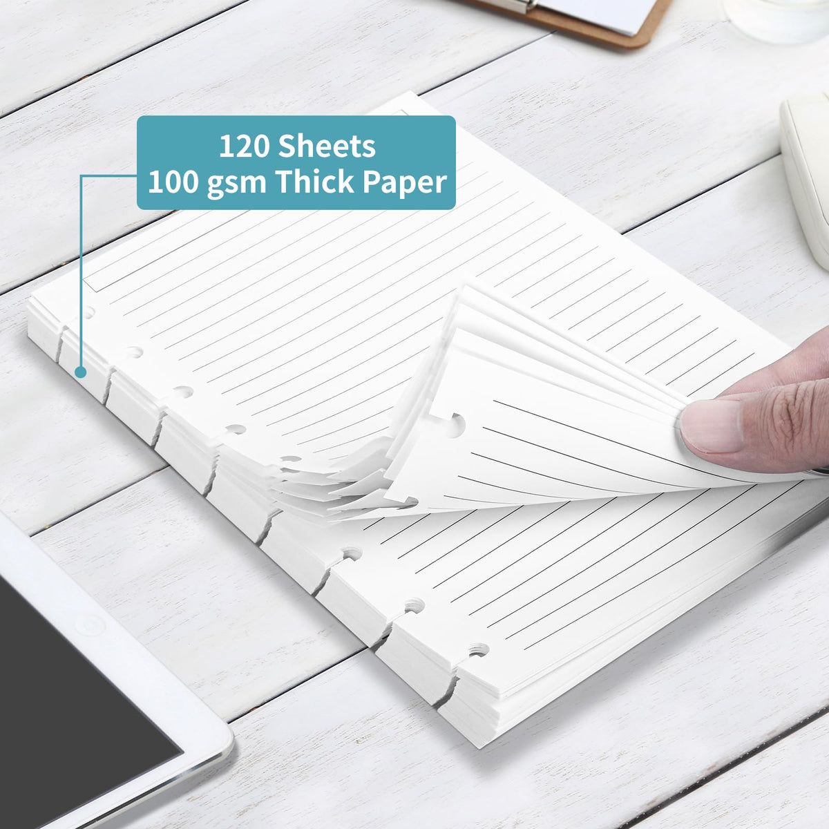 Discbound Refill Paper, Disc Paper Refill for Note-Taking System Discbound Planner Inserts with 240 Pages, 5 Sheets Dividers,White Paper Refill, Letter Size 8.5" x 11 "