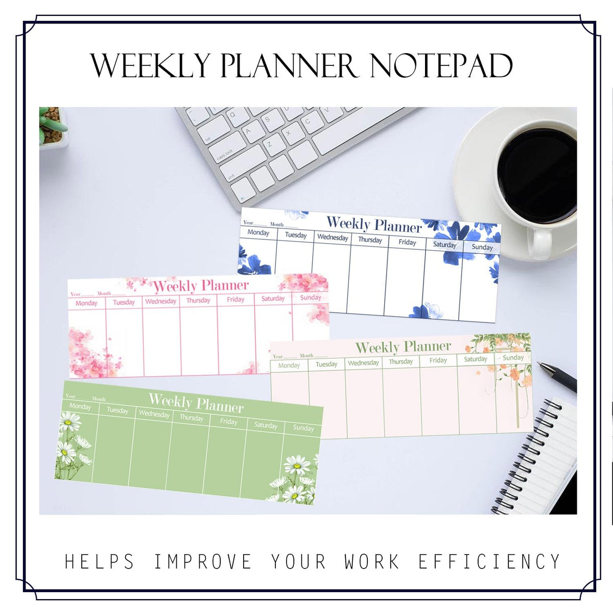 120 Sheets Weekly Planner Notepad Weekly Calendar Pad 3.8x10 Inch-To Do List Notepad Desk Schedule Planner for Student Habit Tracker Reminder Office School