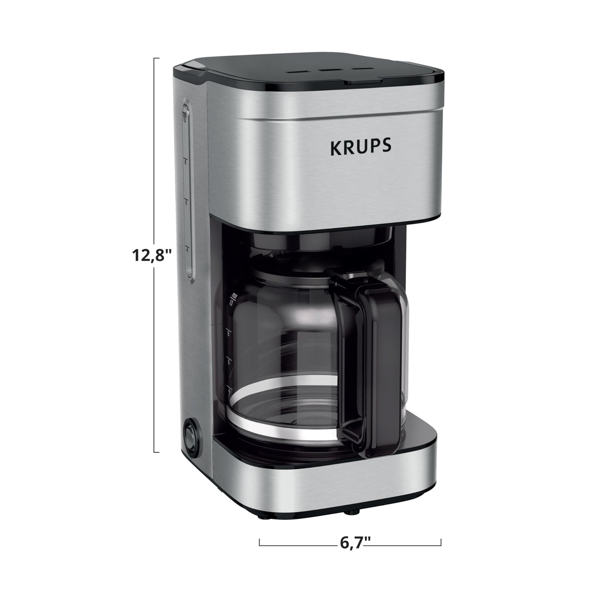 KRUPS Coffee Maker 10 Cups Simply Brew Stainless Steel Drip Coffee Maker, 900 Watts Coffee Filter, Drip Free, Dishwasher Safe Pot , Black & Silver