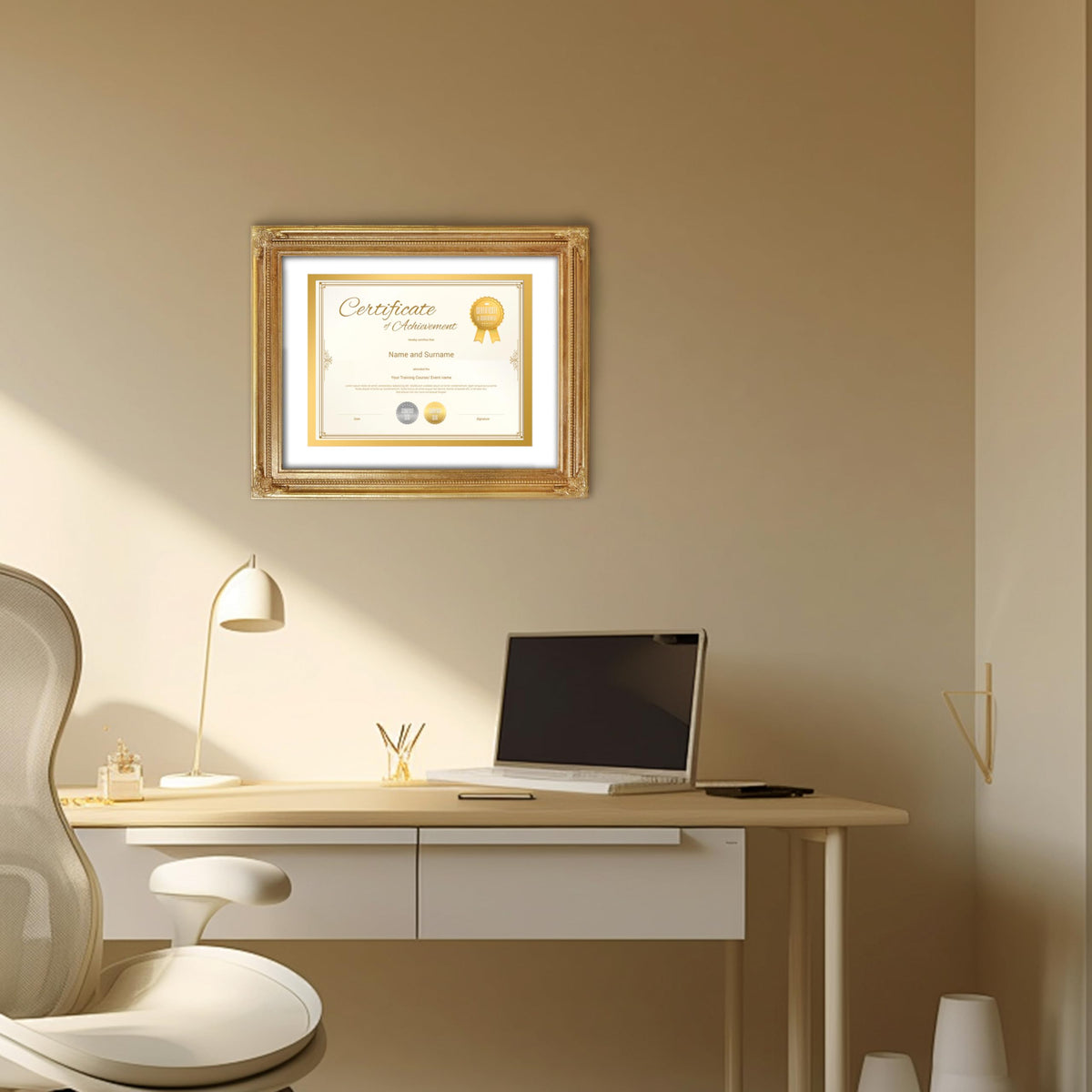 SIMON'S SHOP Diploma Frames 11x14 Matted to 8.5x11 Picture, Gold Picture Frames 11 x 14 with Mat for 8.5 by 11 Certificates Documents