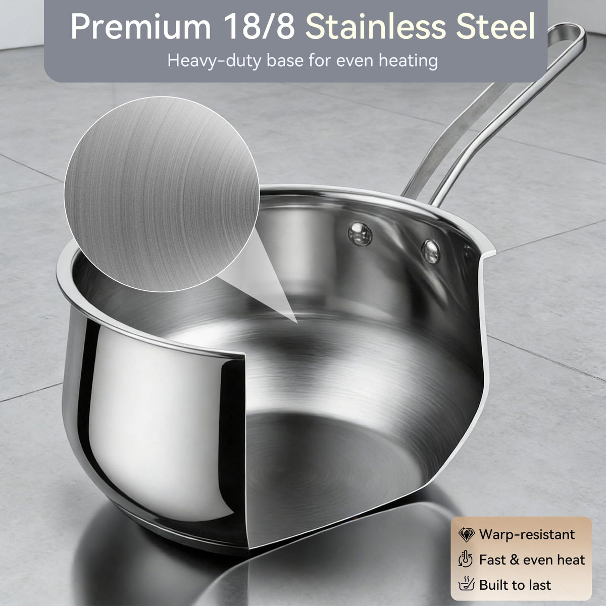 Boryenty 2.5QT Stainless Steel Saucepan with Steamer Basket and Glass Lid, 18/8 Food Grade Small Soup Pot with Steamer Insert, Induction Compatible, Heavy Duty Multi-Purpose Pot for Cooking & Steaming