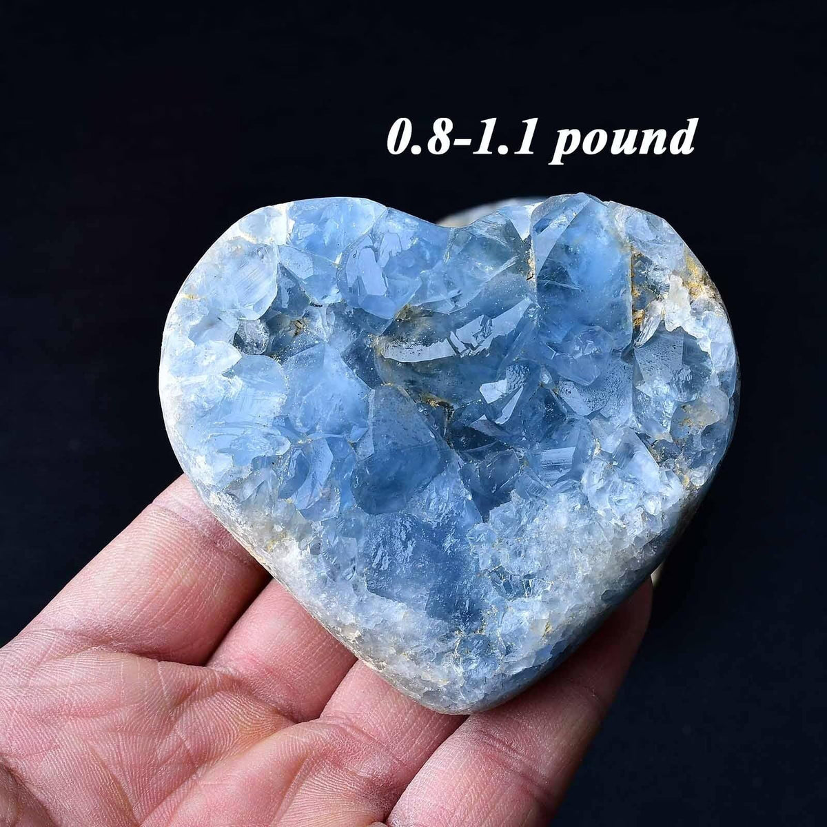 FZBHRO Extra Large Blue Celestite Geode Heart Healing Crystal Stone Collection Mineral Specimen with Stand Home Office Decor 6.6-7.7 Pound