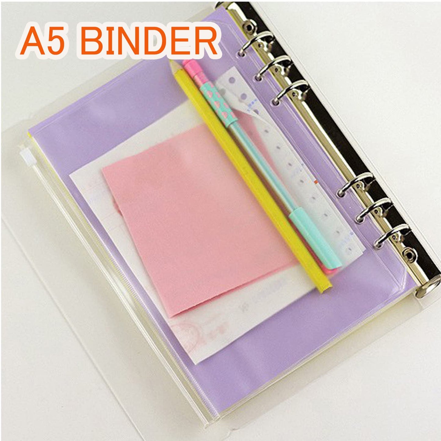 DY.2ten A5 6-Hole Binder Notebook Refills Set - 135 Sheets (270 Pages) Graph Paper + 2pcs A5 Zipper Binder Pockets + 5 Pcs A5 Dividers + Index Note Tabs + index with date + Ruler