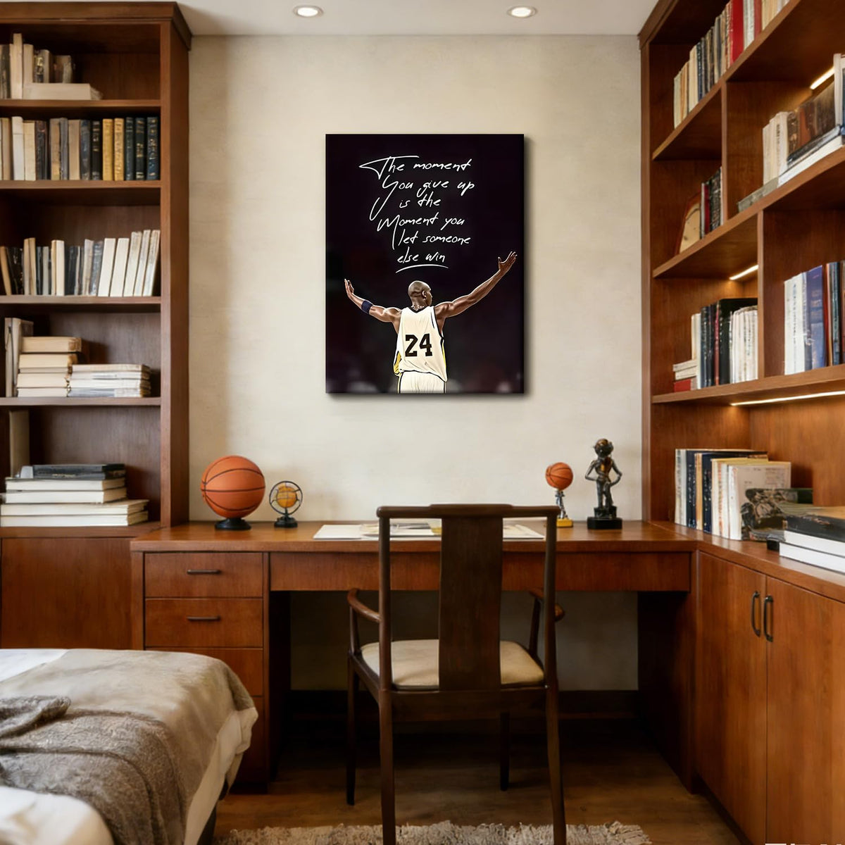 GYYLGYY Inspiring Basketball Theme Canvas Wall Art 12x16 Inch Framed Poster Print Minimalist Dark-Toned Motivational Quotes Decor for Living Room Bedroom Office Entrance and Men's Exclusive Space