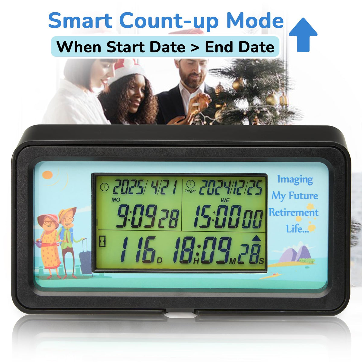 AIMILAR 1999 Days Countdown Timer - Digital Countdown Clock for Retirement & Events with Backlight, Alarm Functuon, Dual Time Display, Customizable Cards