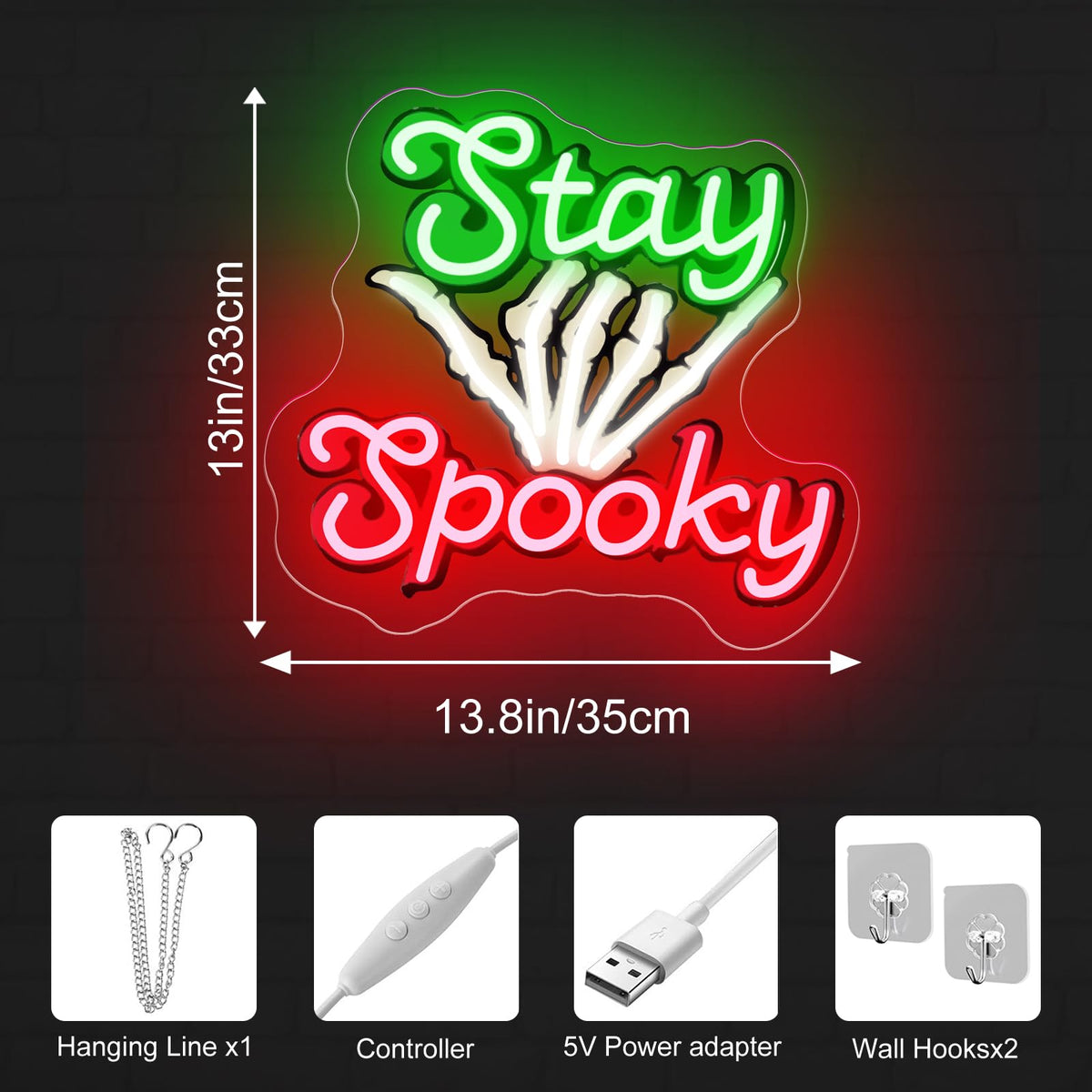 Stay Spooky Neon Sign, Custom Halloween LED Light, Gothic Decor for Halloween Party,Ghost Halloween, Personalized Gift, 13.8"x13"