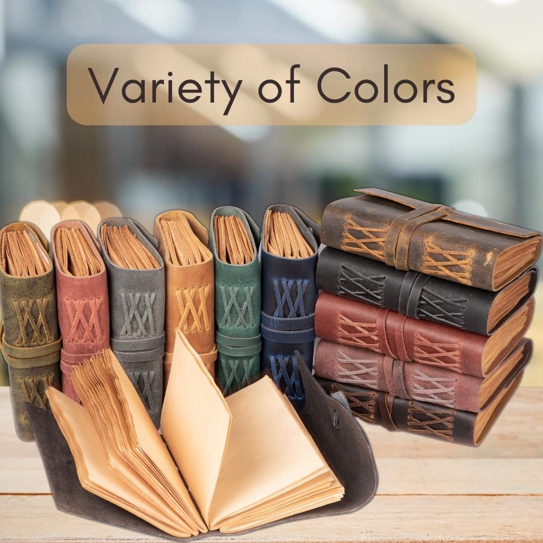 LEATHER VILLAGE Leather Bound Journal - Dark Brown, 7"X5", 220 Pages - Vintage Blank Paper Diary for Writing, Drawing, Sketchbook, and Travel Notebook - Ideal for Women and Men