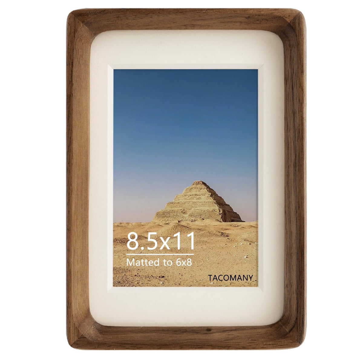 Natural Wood Photo Frames Inspired Tabletop Picture Frame with Mat, Vertical or Horizontal Display (Walnut, 8.5x11 matted to 6x8)