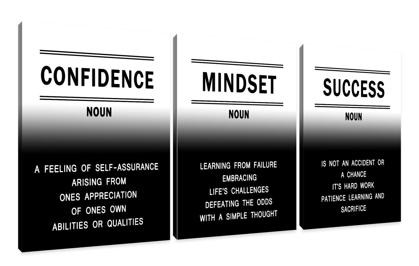 Extra Large 3 Piece Canvas Wall Art Motivational Quotes Decor Confidence Mindset Success Framed Artwork for Conference Room Executive Office Living Room Men Women Teen Gift, 60" W x 28" H