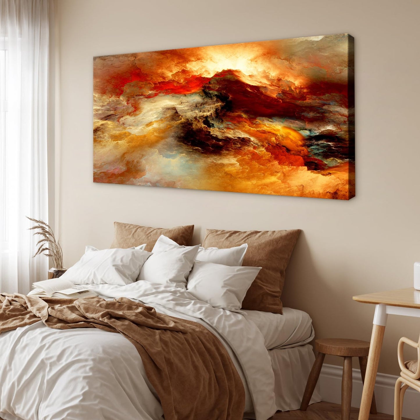 YYYYHPP YP0298 Abstract Wall Art Orange Flow Canvas Wall Art Framed Canvas Prints Painting Pictures Ready to Hang for Living Room Bedroom Kitchen Home and Office Wall Decor