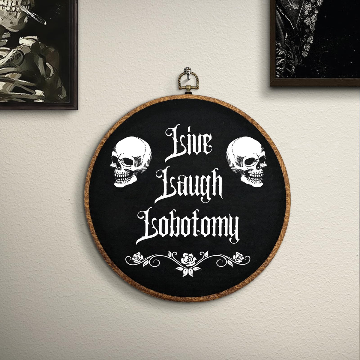 Gothic Wall Decor,Funny Humor Goth Home Decor,Live Laugh Lobotomy Sign For Gothic Decor,Dark Black Wall Art Hanging for Bedroom,Kitchen,Bathroom,Office