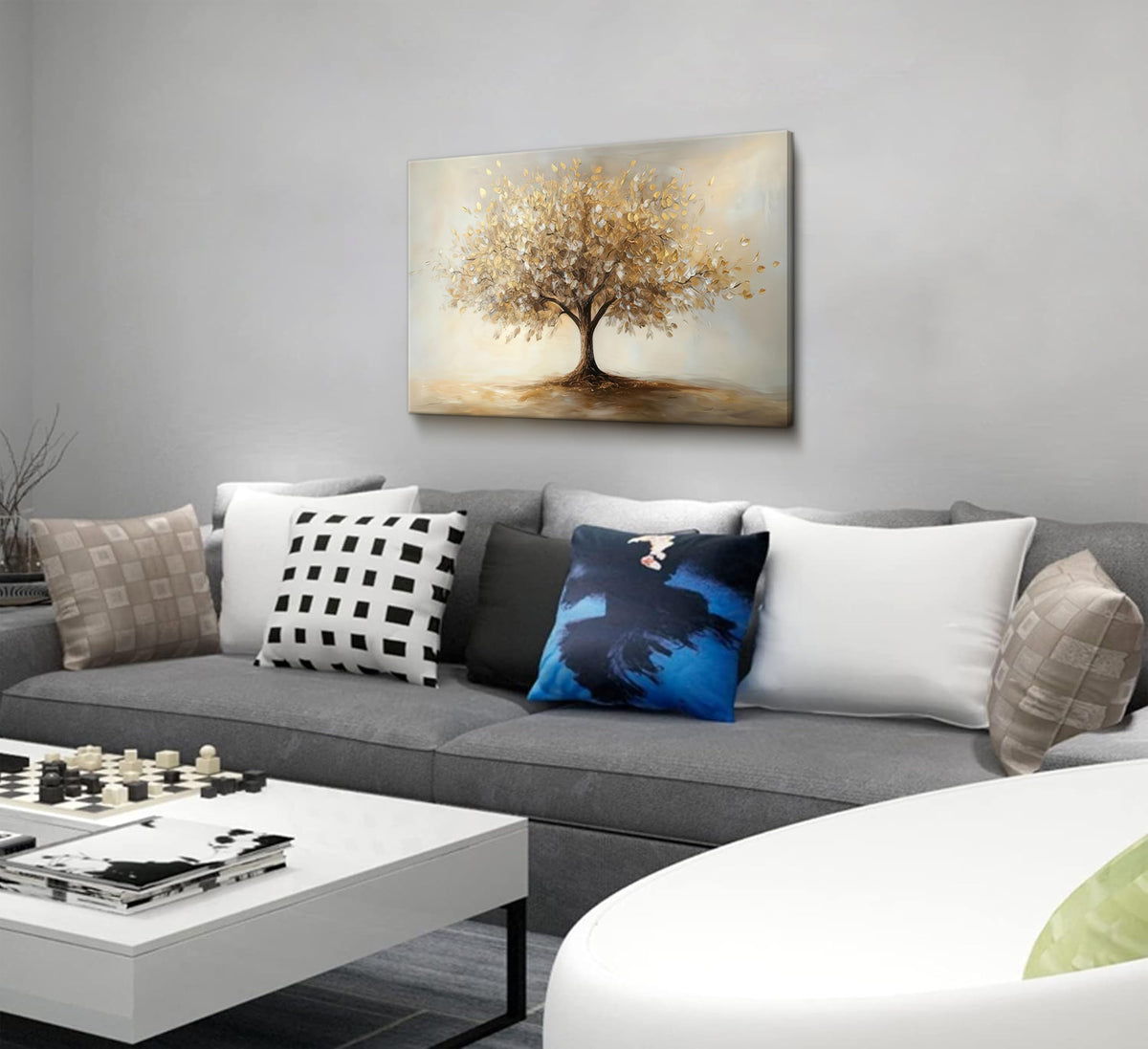 Tree of Life Gold Canvas Wall Art Modern Luxury Golden Big Tree Painting Picture Wall Decor Abstract Textured Plant Poster Print Artwork for Office Living Room dining room study Home Decoration