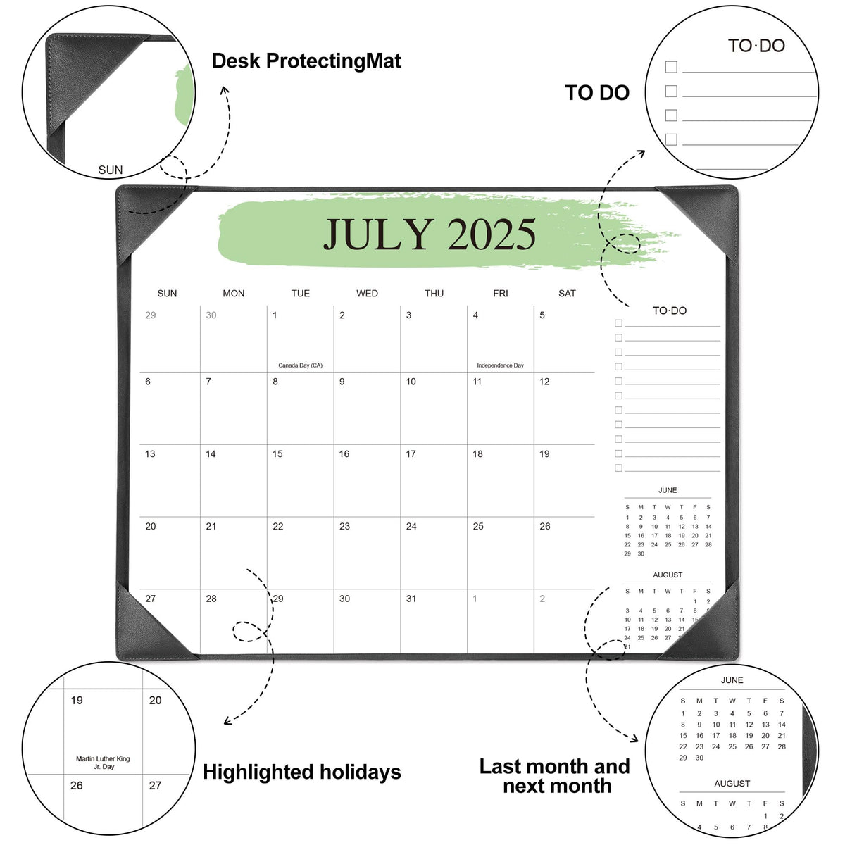 Desk Calendar 2026-2027 with Desktop Mat – 22" x 17" Large Desk Calendars with Desktop Pad, 18-Month Teacher Desk Calendar from Jan 2026–Jun 2027, for Office, School & Home Use (Black)