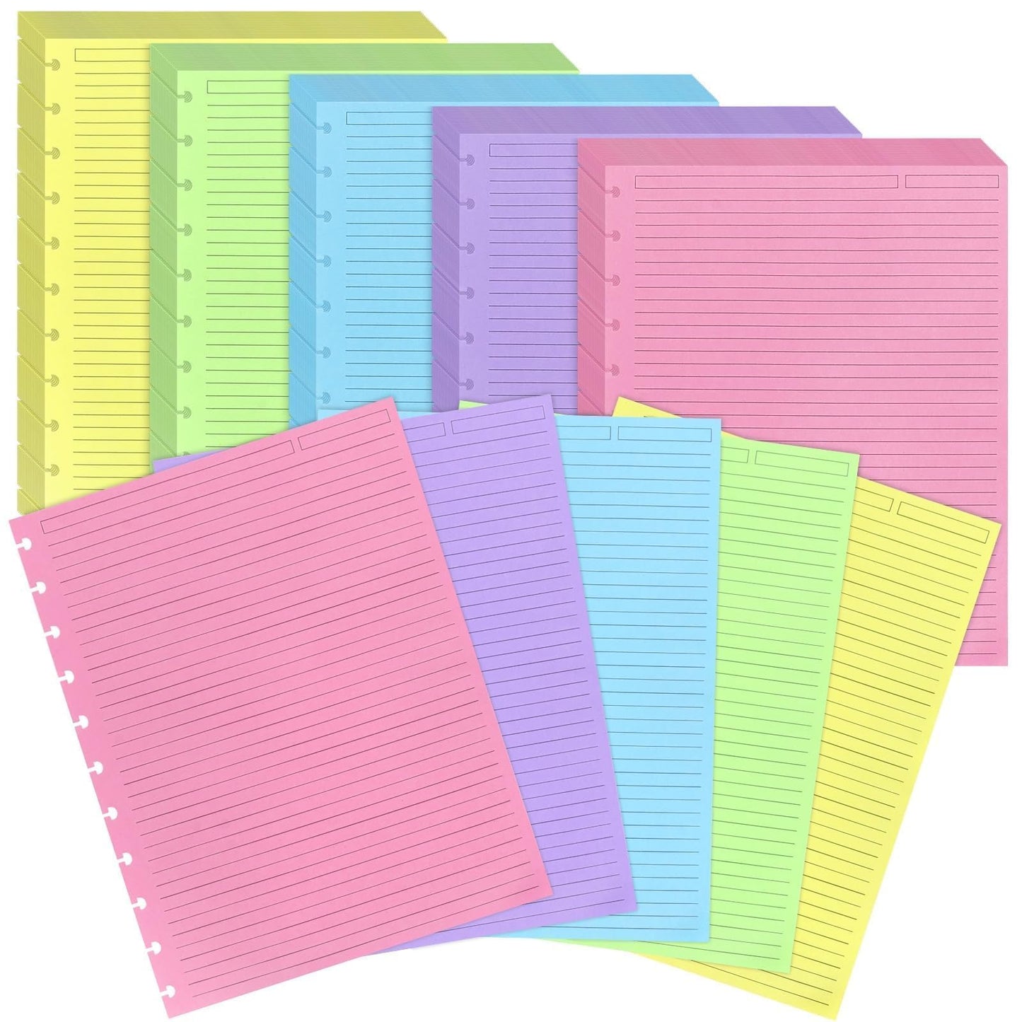 Discbound Refill Paper 120 Sheets, 8.5" x 11" Letter Size 11-Disc Planner Inserts for Note-Taking System, College Ruled, 5 Colors, 120gsm Refills Compatible with TUL/ARC/Notebook