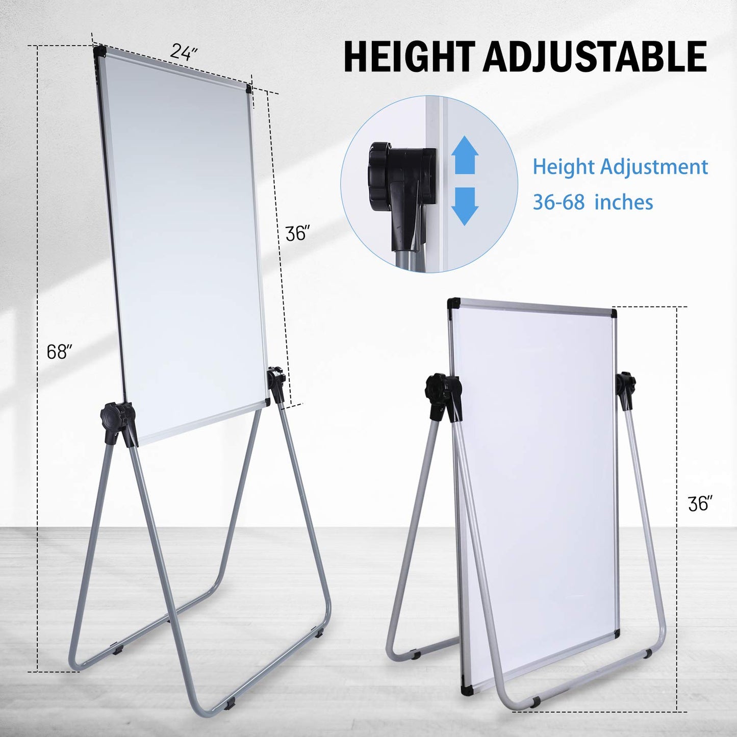 UIFER Stand White Board, Double Sided Magnetic Dry Erase Board Height Adjustable Whiteboard with Sturdy Aluminum Frame for Home Office Classroom, 36 x 24 Inch
