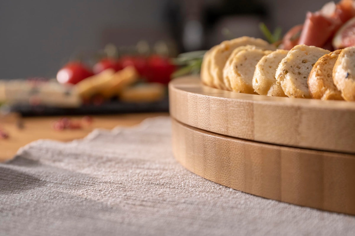 ChefSofi Charcuterie Board Set and Cheese Serving Platter - Made from Bamboo Wood - US Patented 13 inch Cheese Board and Knife Set for Entertaining and Serving - 4 Knives and 4 Bowls