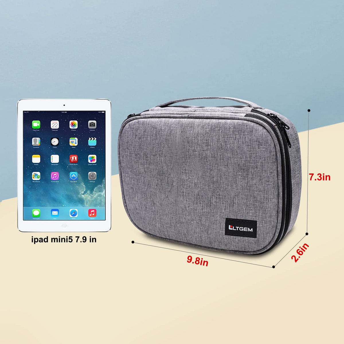 LTGEM Electronics Organizer Travel Case,Travel Cable Organizer Bag for Cords,Phone,Power Bank,SD Card,Cables,Chargers,Earphone(Grey Case Only)