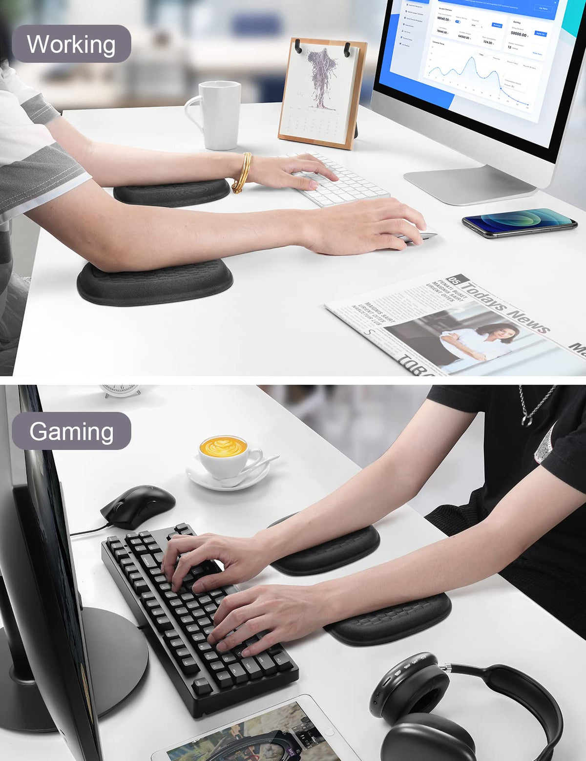 Vaydeer 2Pcs Cloud Elbow Pads, Desk Arm Rest Support, Soft Memory Foam Wrist Rest, Ergonomic Cushion Carpal Tunnel Pain Relief Gel Mouse Pillow for Computer Laptop Office Gaming Car Chair Accessory