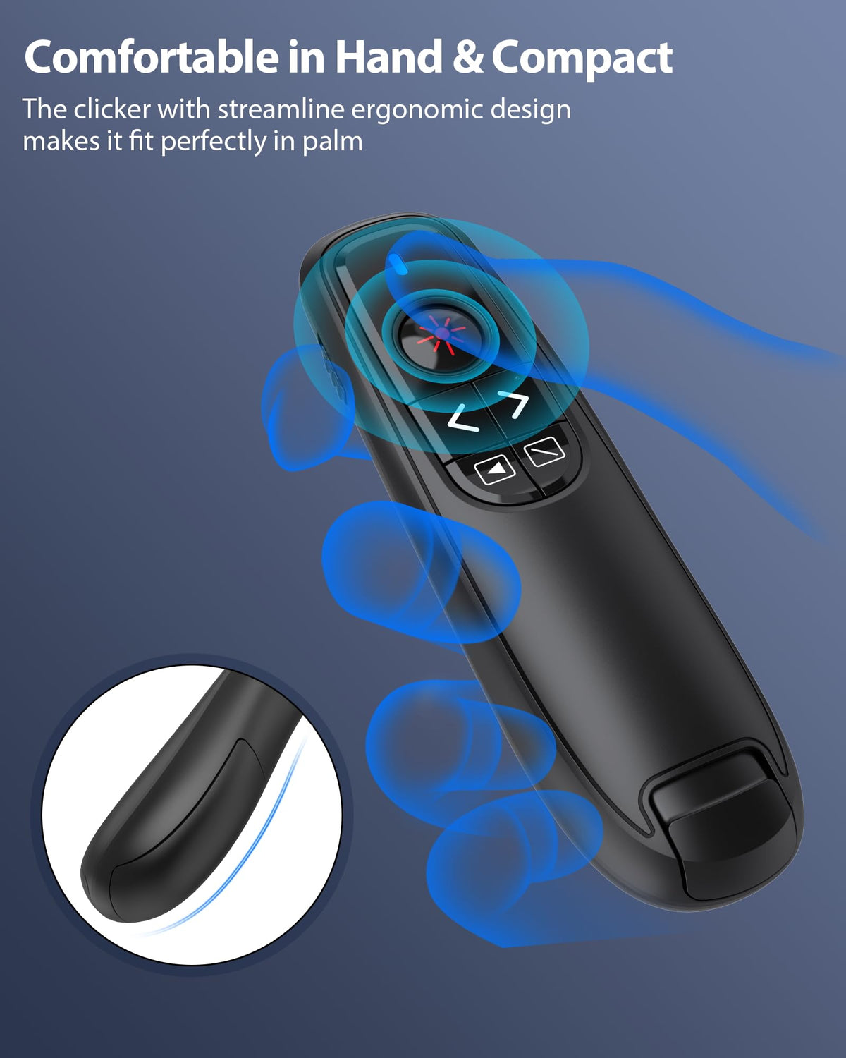 2-in-1 USB Type C Presentation Clicker Wireless Presenter Remote Clicker for PowerPoint Presentations with Pointer, RF 2.4GHz USB C PowerPoint Clicker Slide Advancer for Computer/Mac/Laptop
