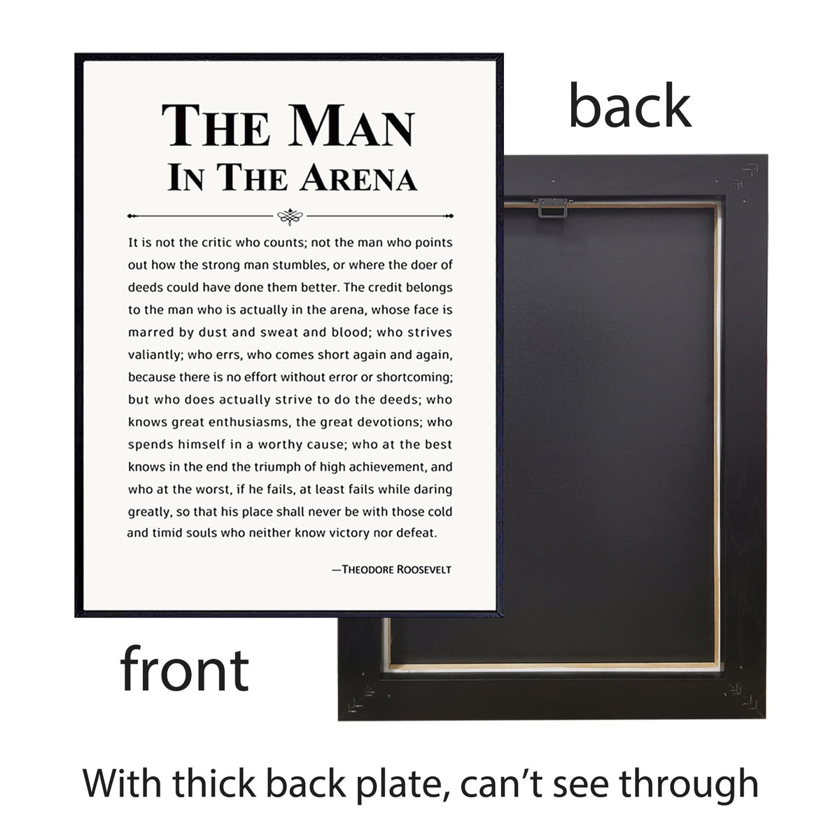 Howwii Inspirational Wall Art Office Decor The Man in the Arena Motivational Positive Quote Canvas Print Gift for Men&Women Framed Canvas Wall Decor 12”x16”