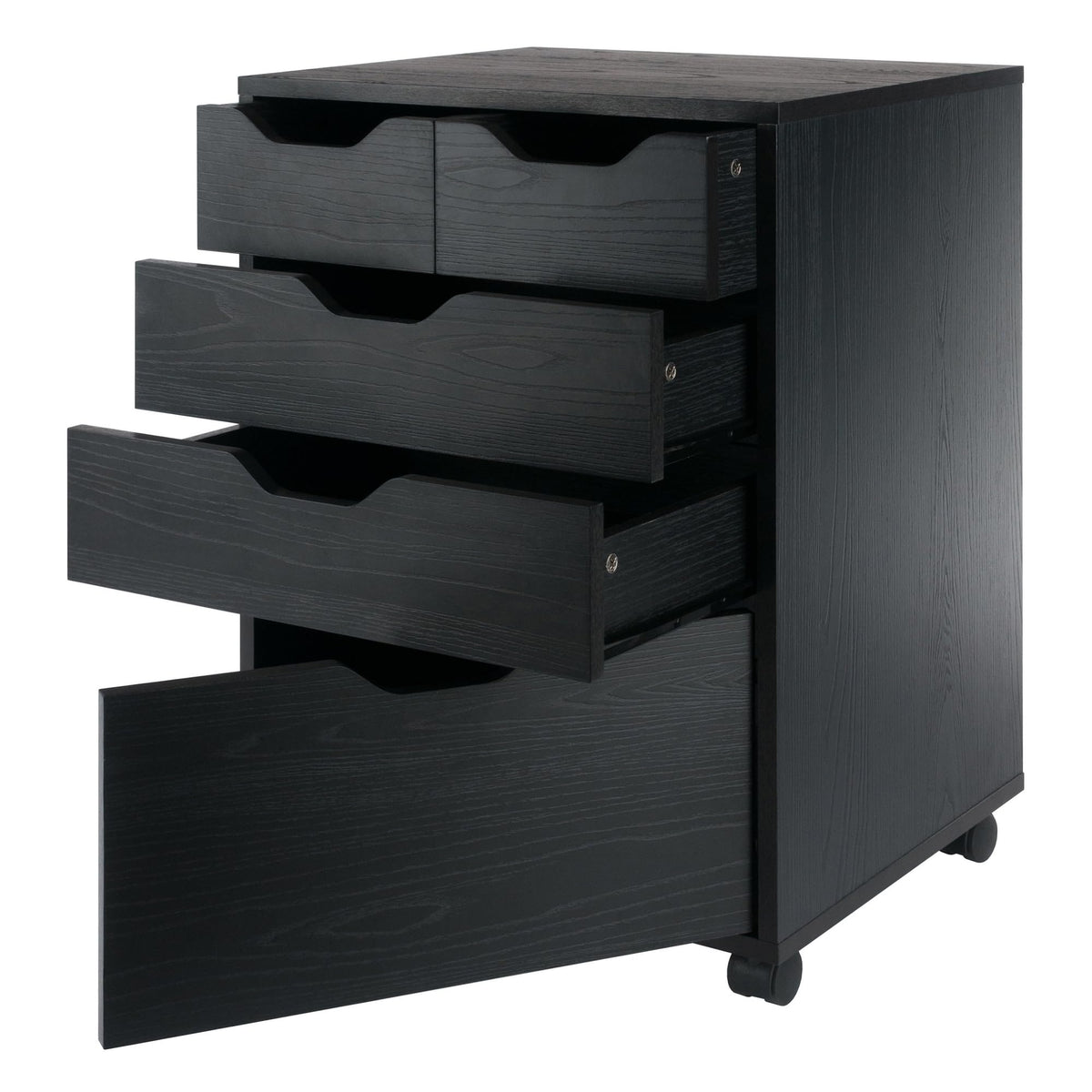 Winsome Halifax Mobile Storage Cabinet with 5 Drawers in Black, Stylish & Functional Home Storage Cabinet for Filing, Kitchen Organization, Moveable Furniture for Office, Dorms, Apartments