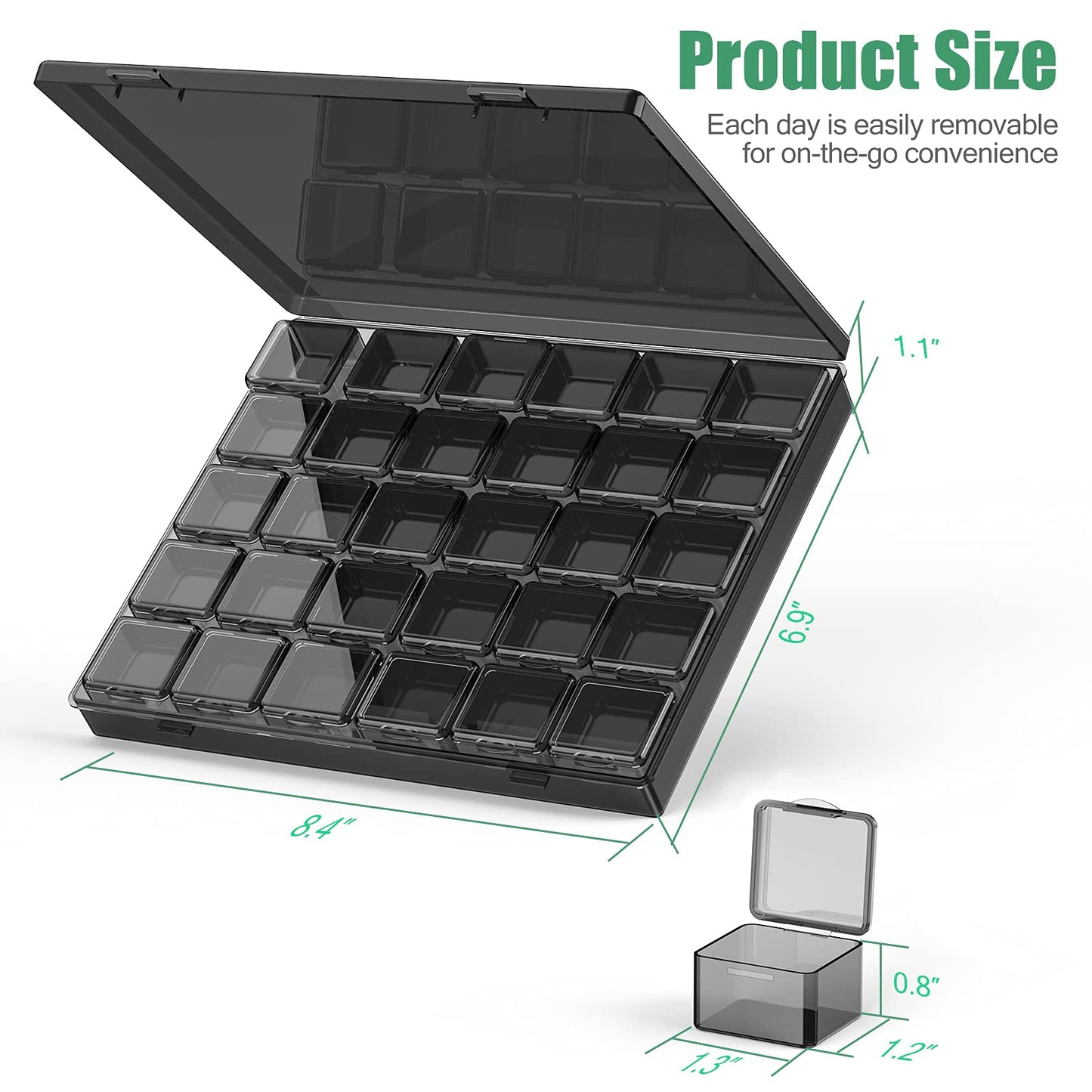 DOHIMGIO 30 Packs Plastic Stackable Organizer Container with Lids, Mini Containers for Beads, Glitter, Slime, Paint or Seed Storage - Black (Black)
