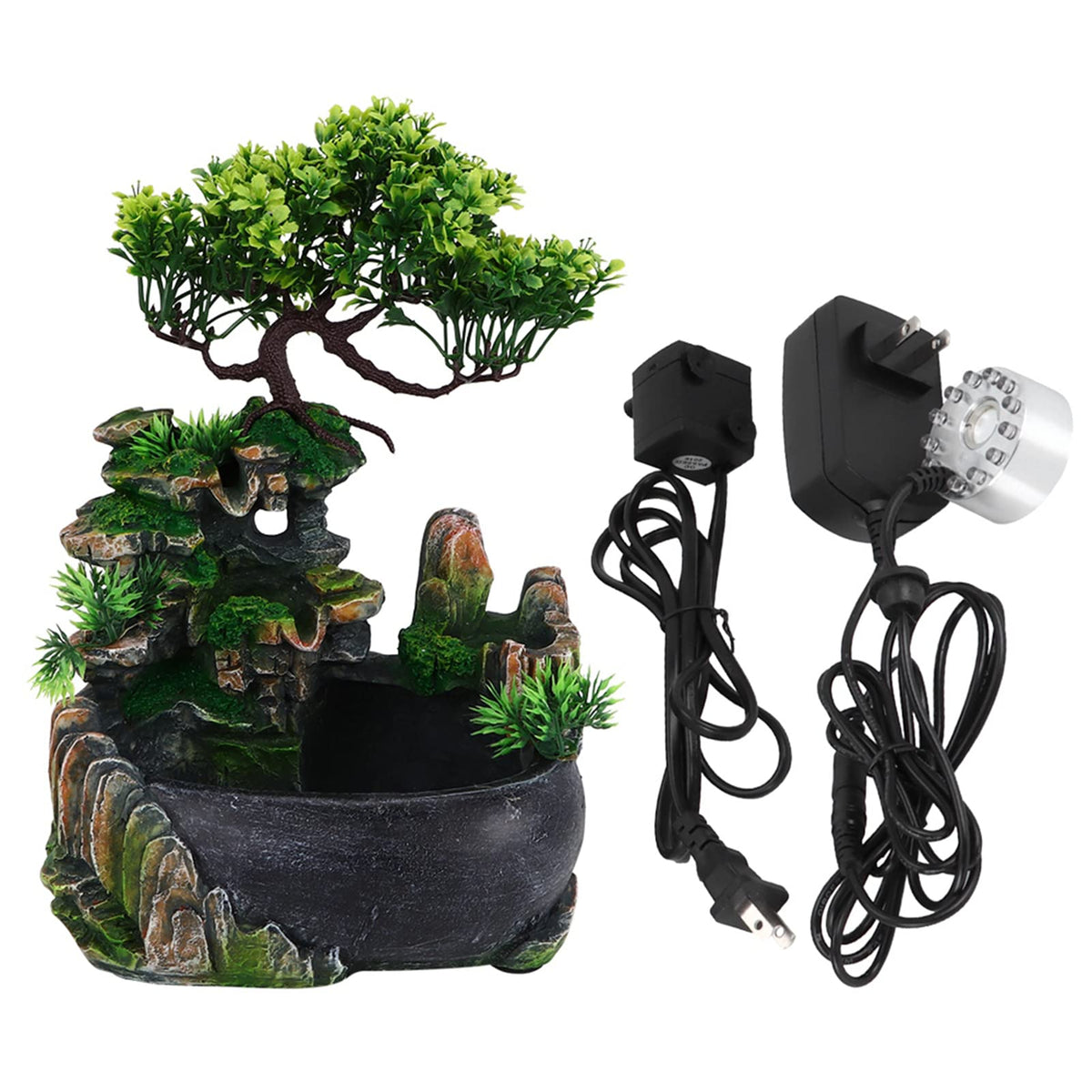 TOPINCN Rockery Stream Tabletop Fountain, Zen Meditation Indoor Waterfall Feature with Automatic Pump and Switch, Desktop Fountain for Home Office Bedroom Decoration