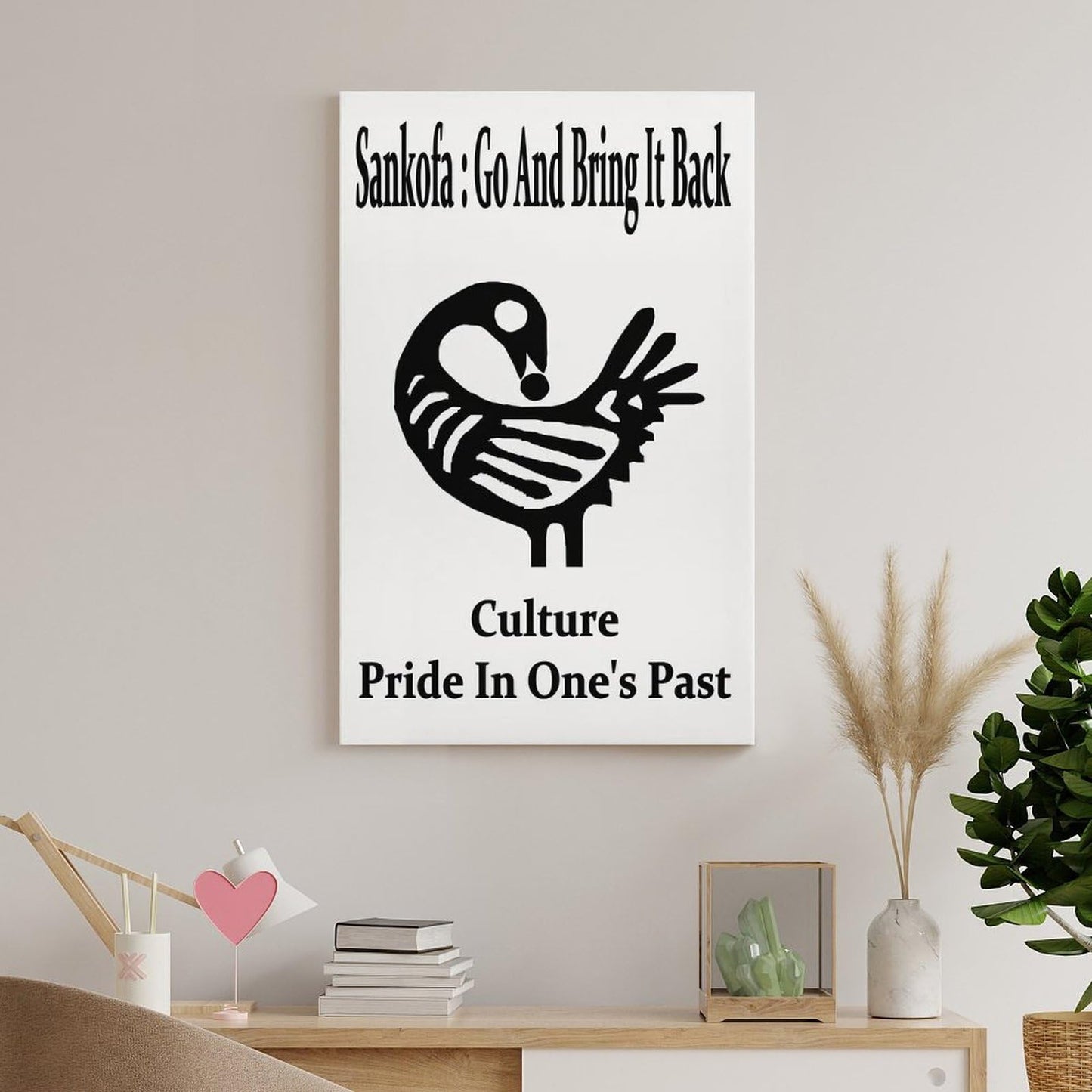 Sankofa Go And Bring It Back Adinkra Symbol Pride In Past Canvas Printing Wall Art Prints Posters Minimalist Scandinavian Wall Decor for Living Room Bedroom Office Classroom 12x18inch(30x45cm)