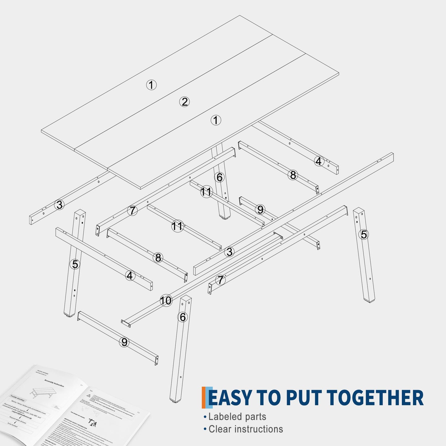 GarveeHome Industrial Dining Table for 6-8 People, 70.87" Long Large Kitchen Table with Sturdy Metal Frame, Rectangular Counter for Dinner, Kitchen, Dining Room (Natural, 71" Non-extendable)