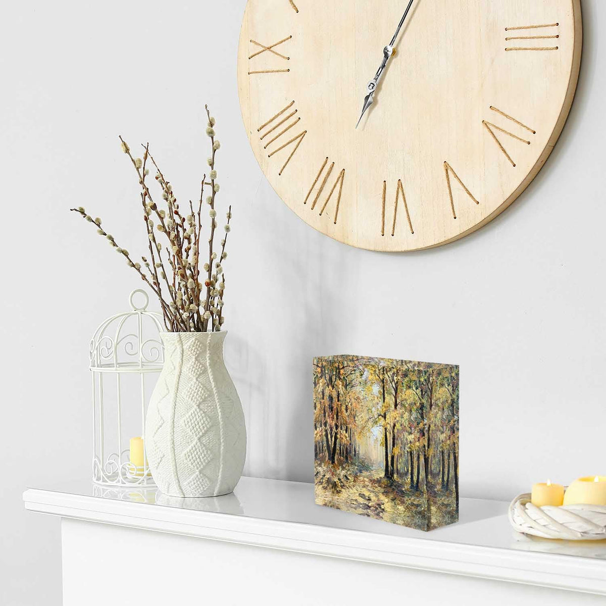 NOHSHE Desktop Decoration Abstract Drawing Landscape,Autumn Fallen Leaves Acrylic Decor Women Congratulations Presents Appreciation Presents for Coworkers Thank You Presents Housewarming Presents