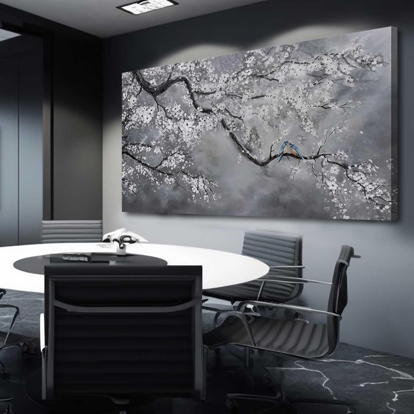 Artexist Canvas Wall Art/Grey Wall Decor 29"x58"/ Plum Blossom Oil Paintings/Large Artwork Wall for Living Room Bedroom Office Kitchen Home Decoration