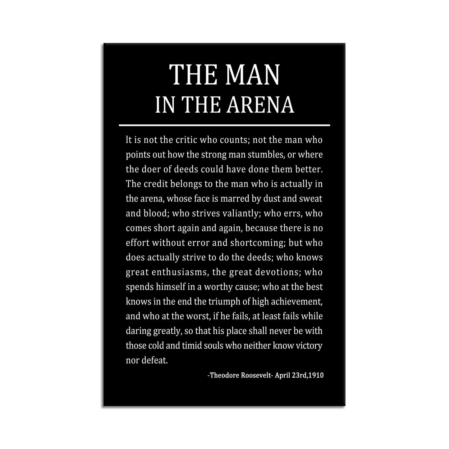 The Man In The Arena Inspirational Canvas Wall Art Motivational Positive Poster Quotes Canvas Prints Artwork for Living Room Office Home Decor Painting Stretched and Framed [12''Wx 18''H]