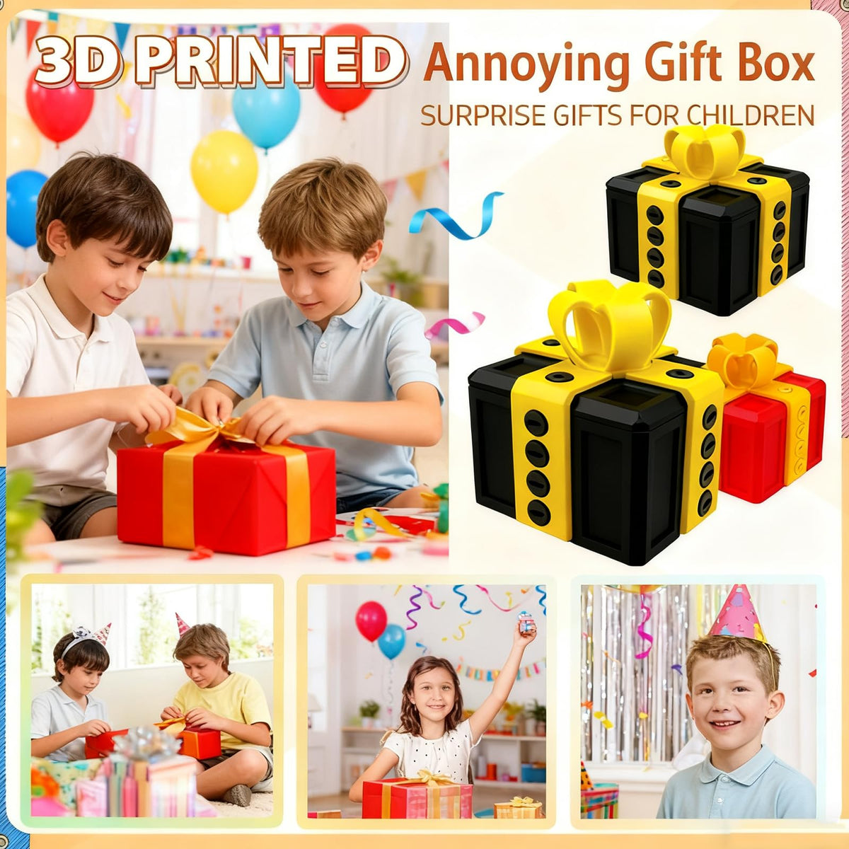 RAESOUL Gotcha Box The Annoying Present,Annoying Gift Box with 3D Printed Screws & Pop Up Finger Surprise,Perfect for Birthdays,Office & Halloween,White Elephant Gifts