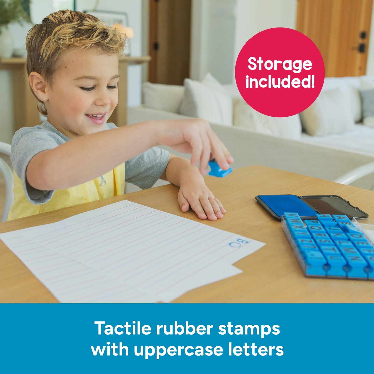Educational Insights Uppercase Alphabet Stamps 5/8" - School Supplies for Teachers or Homeschool, Preschool Classroom Essentials, Rubber Stamps for Kids Learning Alphabet Letters, ABC Stamp Set