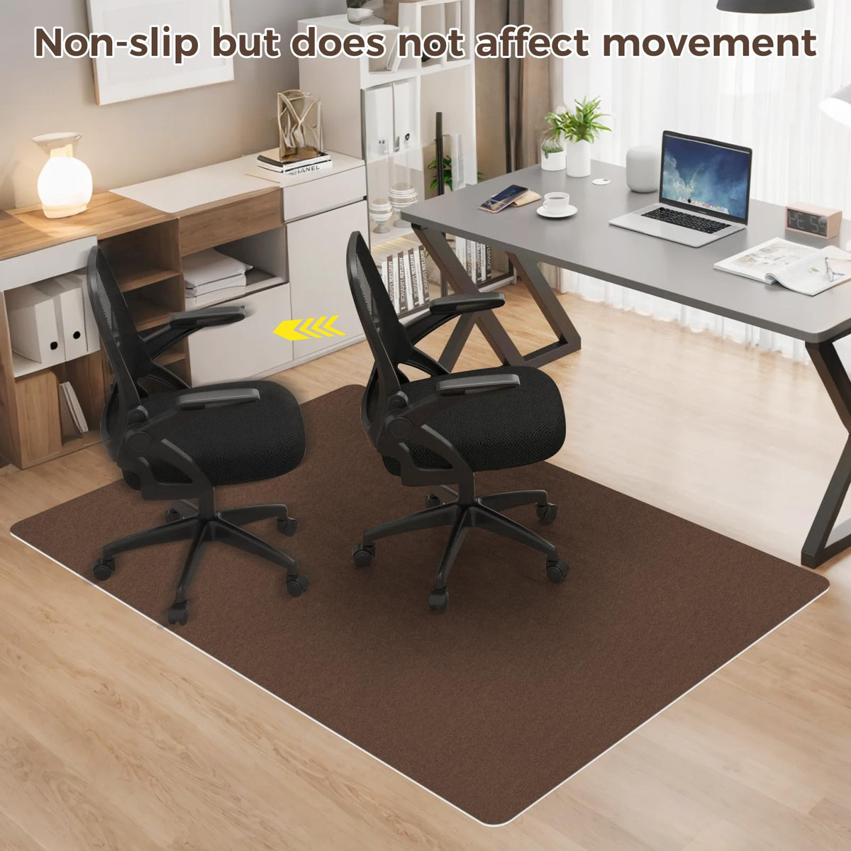 Office Chair Mat for Hardwood Floors, 36" x 55" Computer Desk Chair Mat, Anti-Slip Floor Protector, Large Under Desk Rug for Office & Home, Coffee