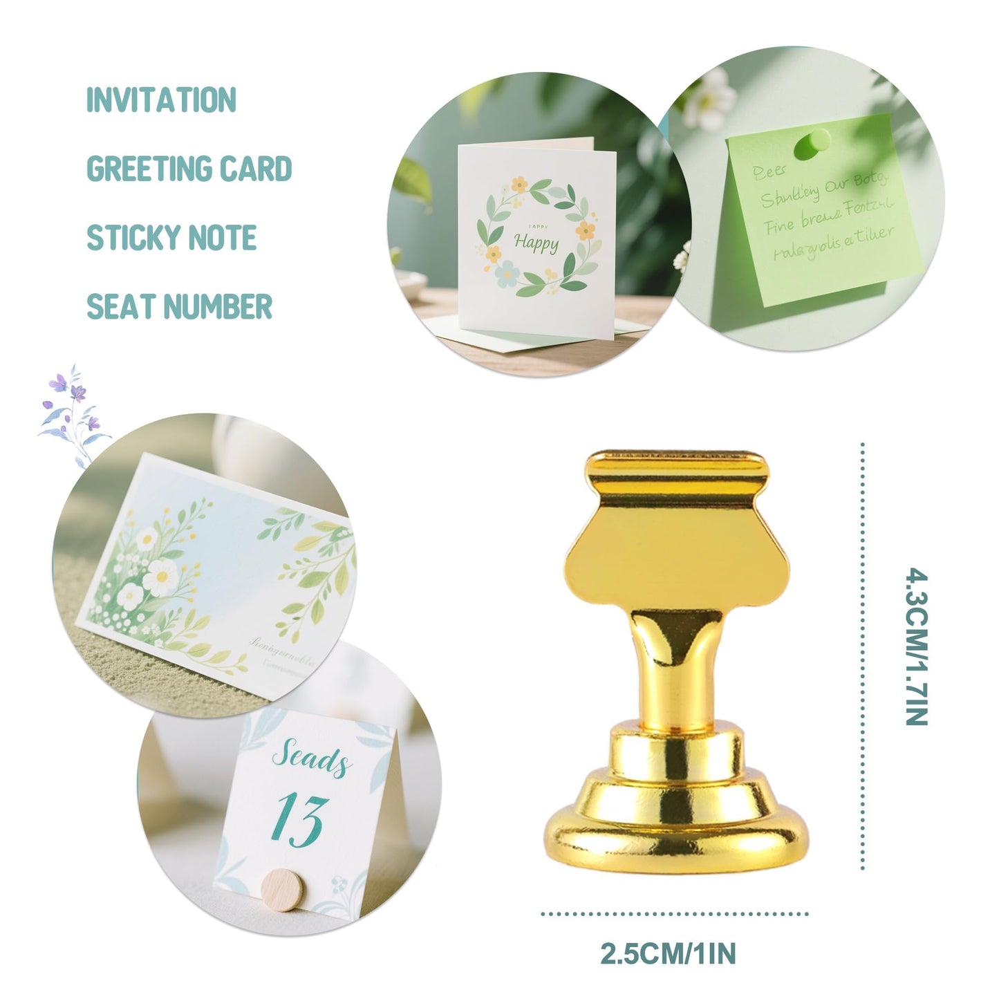 ERYTLLY 36 PK Place Card Holders 1.7 inches Table Card Holder Steel Card Holders for Weddings,Birthdays,Photos, Memo Notes, Restaurants (Gold 36PK)